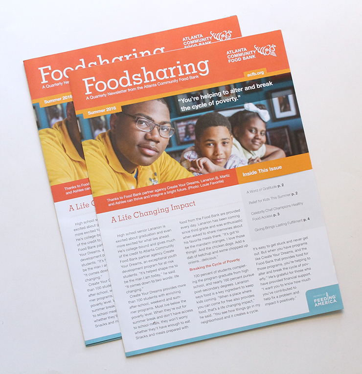 Atlanta Community Food Bank Foodsharing Four Page Newsletter Design